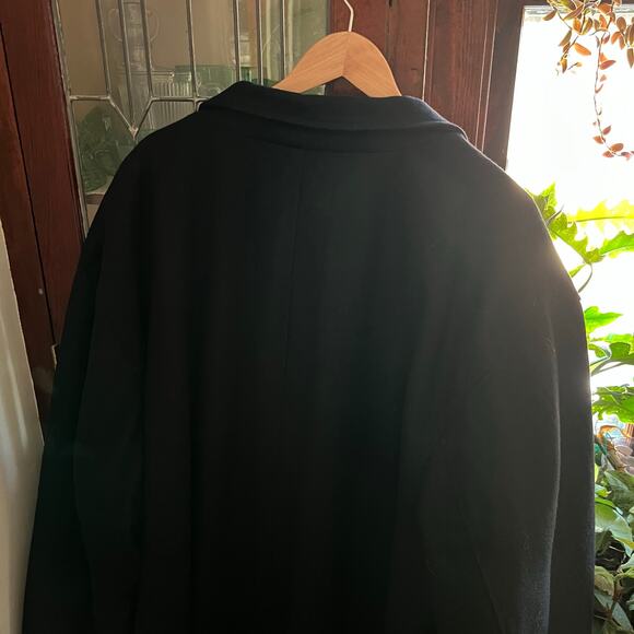 King's Court Black Single Breasted Long Men Peacoat 5XL Wool Blend Minimalist - Picture 10 of 17